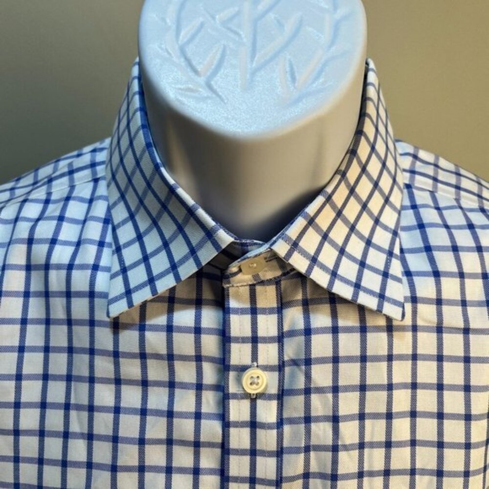 Charles Tyrwhitt Navy and White Grid Dress Shirt